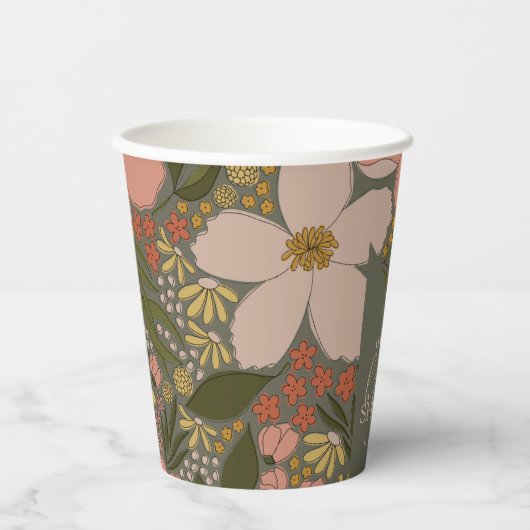 エレガントな花のブライダルシャワー オーダーメイド 紙コップ (正面)