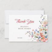 エレガントな花のブライダルシャワー サンキューカード (正面)