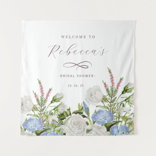 エレガントな花のブライダルシャワー タペストリー (正面)