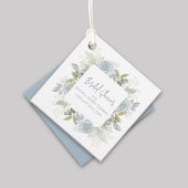 エレガントな花のブライダルシャワー ダスティーブルーのバラ フェイバータグ