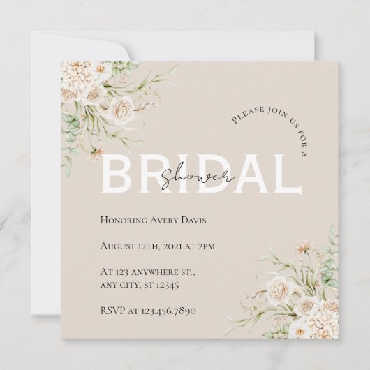 エレガントな花のブライダルシャワー Save The Date セーブザデート (正面)