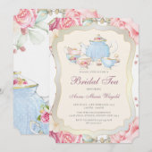 エレガントな花のブライダルティーパーティー 招待状 (正面/裏面)