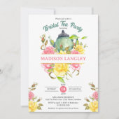 エレガントな花のブライダルティーパーティー 招待状 (正面)