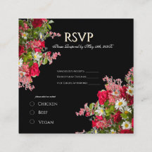 エレガントな花のブラックフラワー写真封入カード