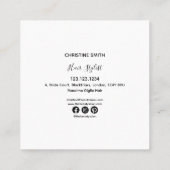 エレガントな花のブラック＆ホワイトの花 スクエア名刺 (裏面)