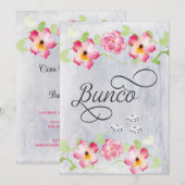 エレガントな花のブンコパーティーの女の子の夜 招待状 (正面/裏面)