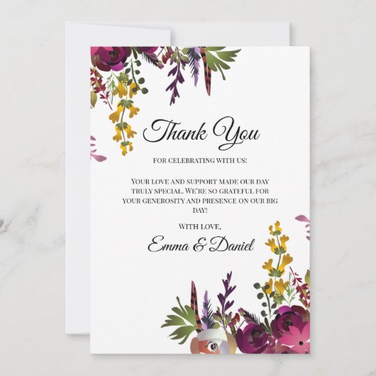 エレガントな花のブーケ サンキューカード (正面)