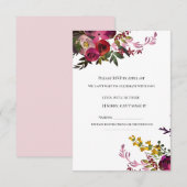 エレガントな花のブーケ 出欠カード (正面/裏面)