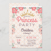エレガントな花のプリンセスの誕生日のパーティの招待状 招待状 (正面/裏面)