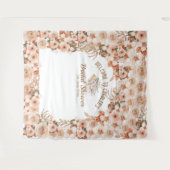 エレガントな花のベージュのローズ ブライダルシャワー タペストリー (正面(横))