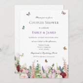 エレガントな花のペアシャワー 招待状 (正面/裏面)