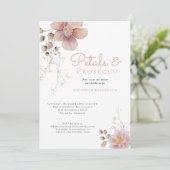 エレガントな花のペタルとプロセッコ ブライダルシャワー 招待状 (スタンド正面)