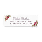 エレガントな花のボタニカルウェディング返信住所 ラベル (正面)
