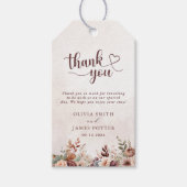 エレガントな花のボヘミアンスタイルのウェディングサンクス ギフトタグ (正面)