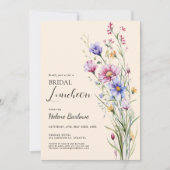 エレガントな花のボヘミアンワイルドフラワーのブライダルランチョン 招待状 (正面)