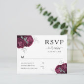 エレガントな花のボルドーの芍薬の結婚式RSVP ポストカード (スタンド正面)