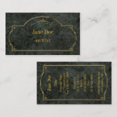 エレガントな花のボーダー、緑の大理石の金ゴールド 名刺 (正面/裏面)