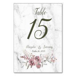 エレガントな花のマーブル水彩ウェディング テーブルナンバー