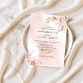 エレガントな花のミストピンクのウェディング 招待状