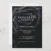 エレガントな花のミッドナイトローズのリハーサルディナー 招待状 (正面)