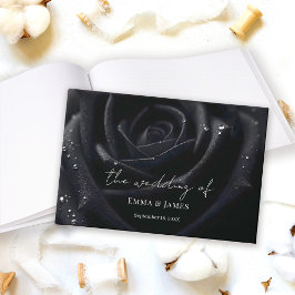 エレガントな花のミッドナイトローズブラック＆ホワイトウェディング ゲストブック