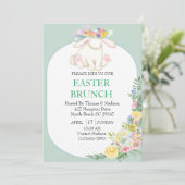 エレガントな花のミントグリーンのイースターブランシュ招待状 招待状 (スタンド正面)