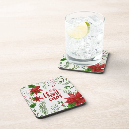 エレガントな花のメリークリスマス|のコースター コースター (右側)