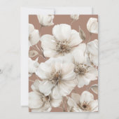 エレガントな花のモカブラウンとホワイトのウェディング 招待状 (裏面)