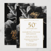 エレガントな花のモダンチックな50周年 招待状 (正面/裏面)