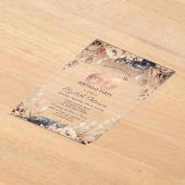 エレガントな花のモチーフとストリングライトがおしゃれな60歳の誕生日 アクリル招待状 (レイダウン)