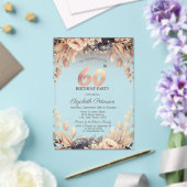 エレガントな花のモチーフとストリングライトがおしゃれな60歳の誕生日 アクリル招待状 (インサイチュ (ウェディング))