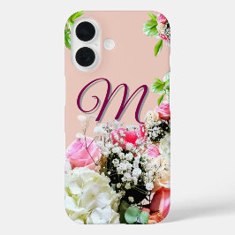 エレガントな花のモノグラムiPhone/iPadケース iPhone 16ケース