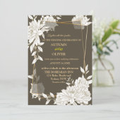 エレガントな花のラインアートの結婚式招待状カード 招待状 (スタンド正面)