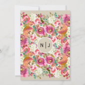 エレガントな花のラスティックチックなクラフトモノグラムウェディング 招待状 (裏面)