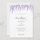エレガントな花のラベンダーカリグラフィーウェディング 招待状 (正面)