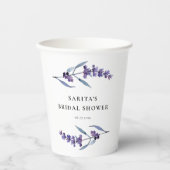 エレガントな花のラベンダー ブライダルシャワー 紙コップ (正面)