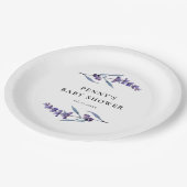 エレガントな花のラベンダー ベビーシャワー ペーパープレート (アングル)