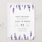 エレガントな花のラベンダー Save the date 招待状 (正面)