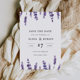 エレガントな花のラベンダー Save the date 招待状
