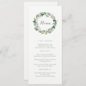 エレガントな花のリースの結婚式メニュー メニュー (正面/裏面)