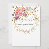 エレガントな花のリース グリッター 10周年結婚式 招待状 (裏面)