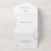 エレガントな花のリース　サググリーン結婚式 オールインワン招待状 (外側)