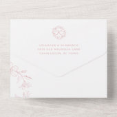 エレガントな花のリース ダスティーローズ ウェディング オールインワン招待状 (裏面)