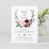 エレガントな花のリース ワインレッド ユーカリ ウェディング 招待状 (スタンド正面)