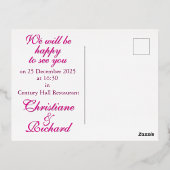 エレガントな花のロゼット結婚式招待状 箔招待状ポストカード (裏面)