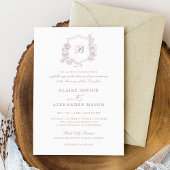 エレガントな花のローズクレスト結婚式のモノグラム 招待状