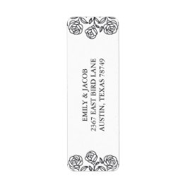 エレガントな花のローズ ブラック＆ホワイト ミニマル ラベル