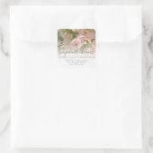 エレガントな花のヴィンテージ鳥 ダスティピンクのバラ スクエアシール (バッグ)