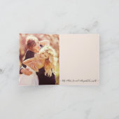 エレガントな花のヴィンテージ ピンク スクリプト ありがとう フォト サンキューカード (内部)