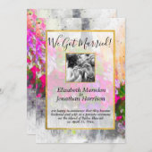 エレガントな花の上品私達は発表を結婚しました 案内状 (正面/裏面)